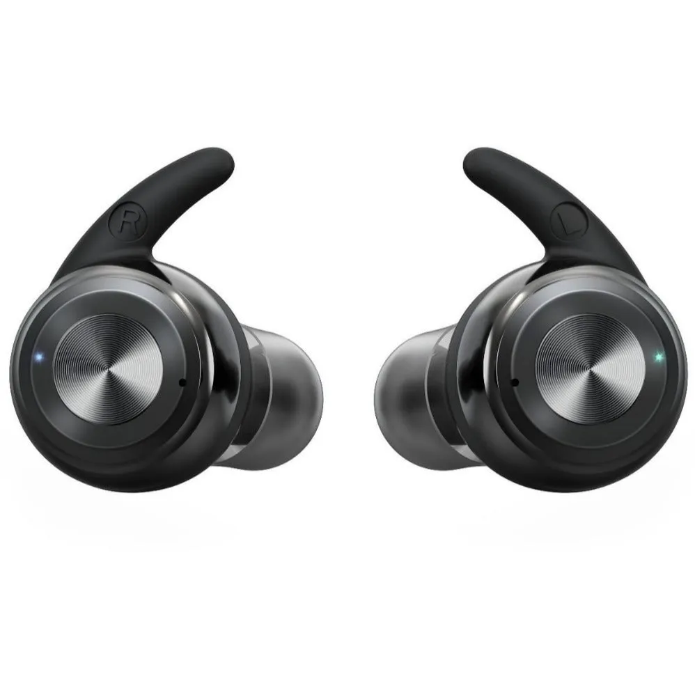 G-36 rechargeable Bluetooth hearing aid in black with ear hook, USB cable, and instruction manual