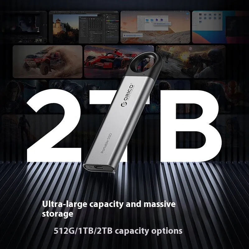 ORICO-C10 gray alloy plastic fastened ring Type-C USB 32 mobile SSD with compact rectangular design