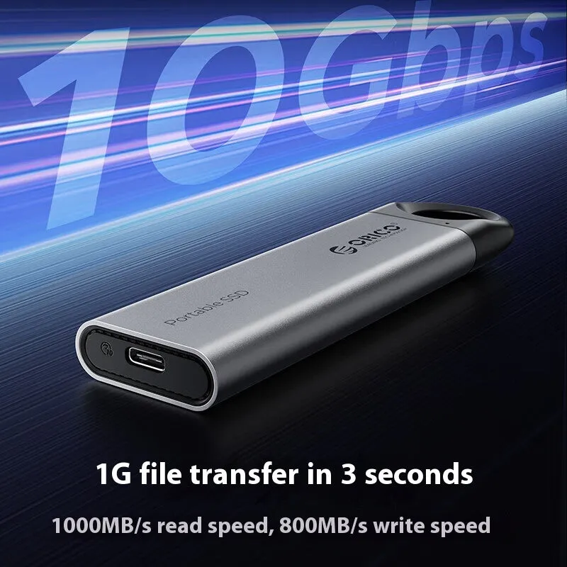 ORICO-C10 gray alloy plastic fastened ring Type-C USB 32 mobile SSD with compact rectangular design