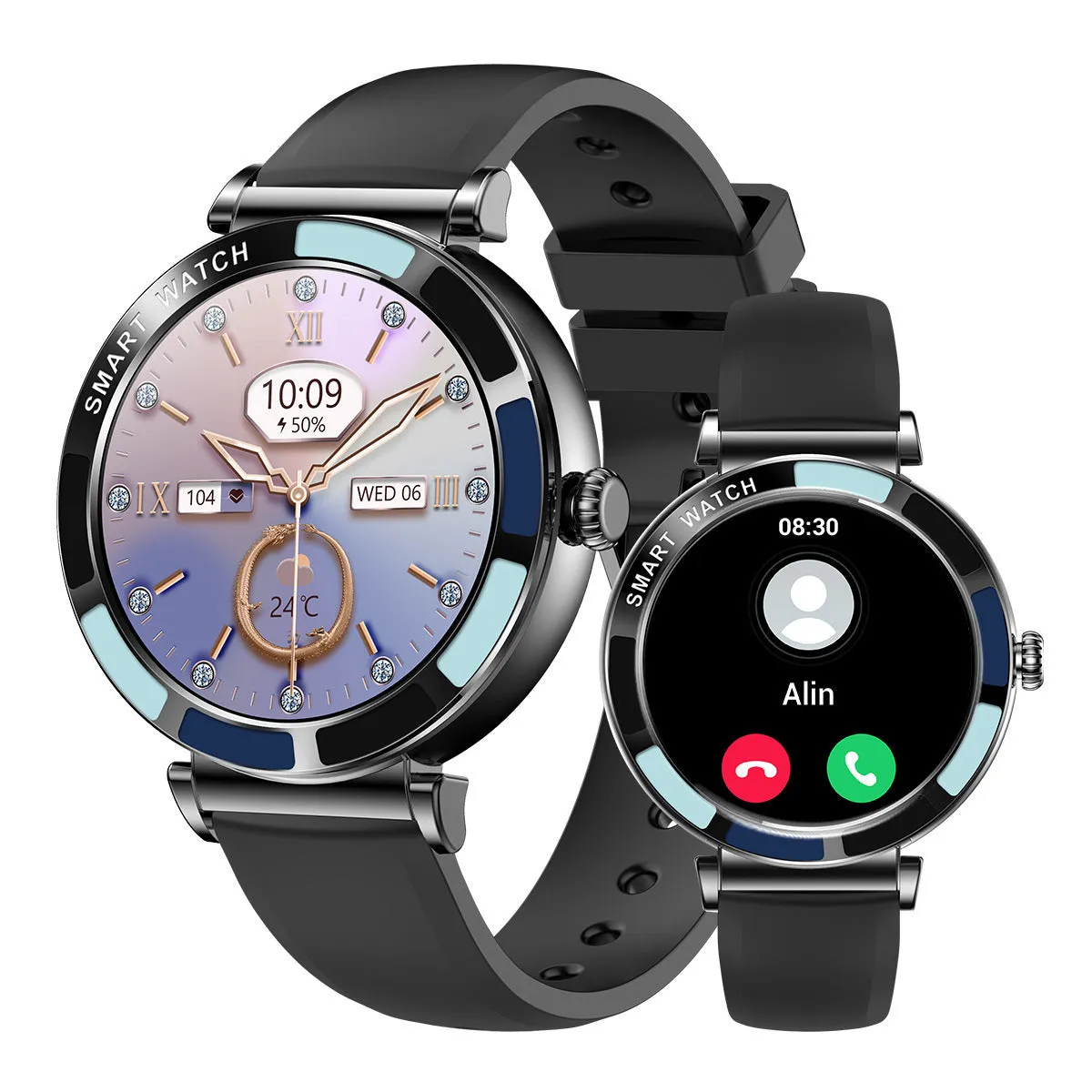 H20 smart watch for women in pink with TFT screen and Bluetooth calling feature