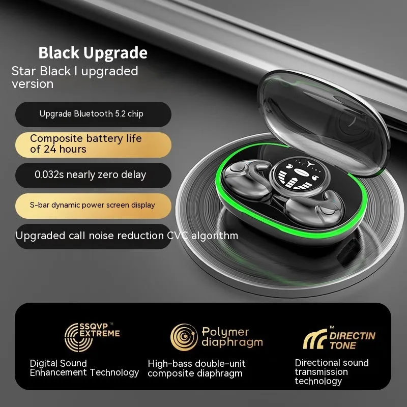Ultra-thin invisible Bluetooth earphone in black, white, and skin colour with charging compartment