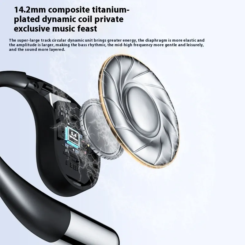 Black sports Bluetooth earphones with hanging ear design and digital display screen
