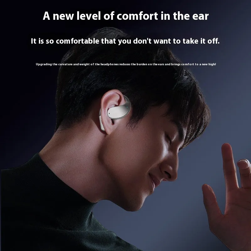 Black sports Bluetooth earphones with hanging ear design and digital display screen