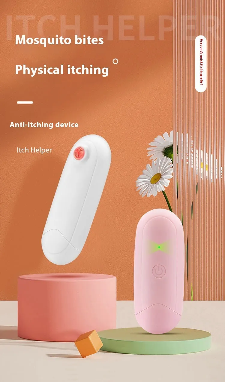Thermal pulse itching suppressant for mosquitoes and insects in white colour, ABS material device