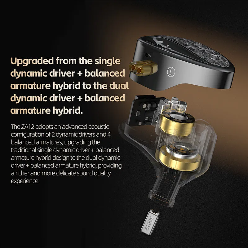 Wired in-ear earphone with adjustable voice iron monitor, back-winding style, and tape microphone option