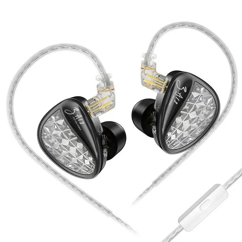 Wired in-ear earphone with adjustable voice iron monitor, back-winding style, and tape microphone option
