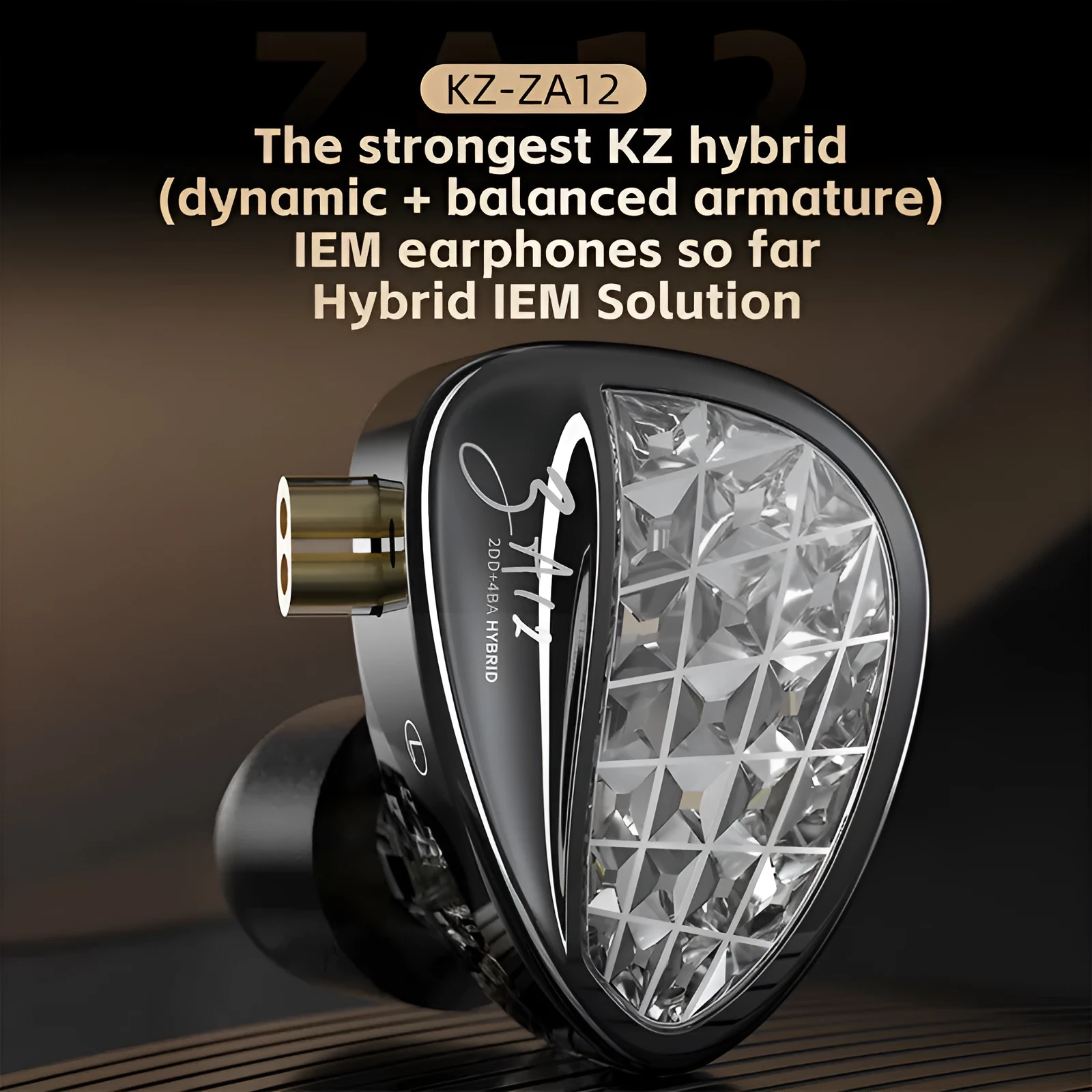 Wired in-ear earphone with adjustable voice iron monitor, back-winding style, and tape microphone option