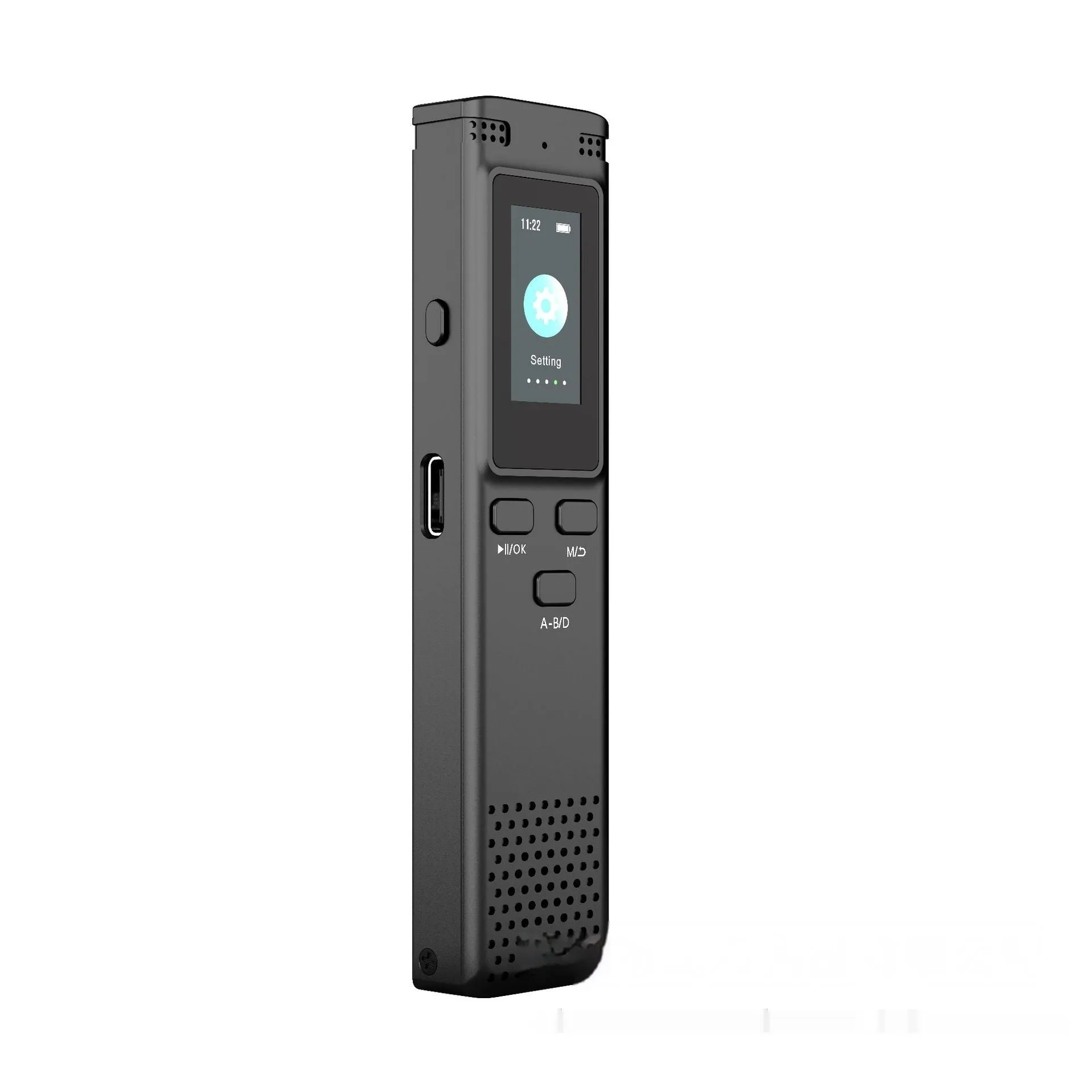 Black 32GB recording pen with HD noise reduction, compact design, ABS shell, 103x2.5x12mm