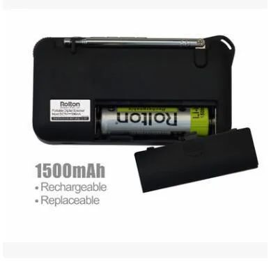 Rolton W405 portable FM radio and MP3 travel speaker in blue with LED display and strap