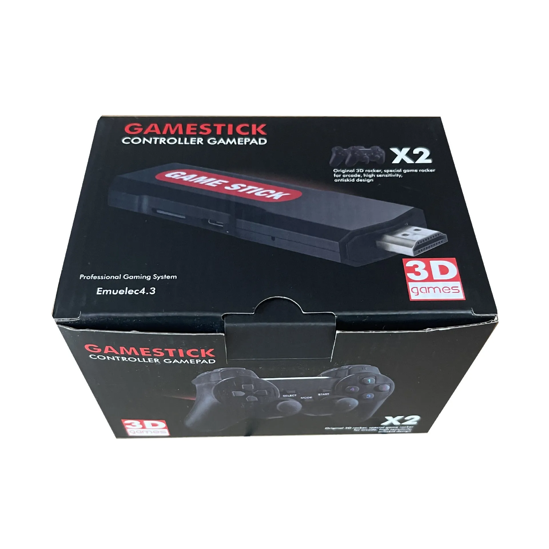 Retro TV game console with two rechargeable controllers, HDMI output, and ABS plastic build, 16 x 11.5 x 10.5 cm