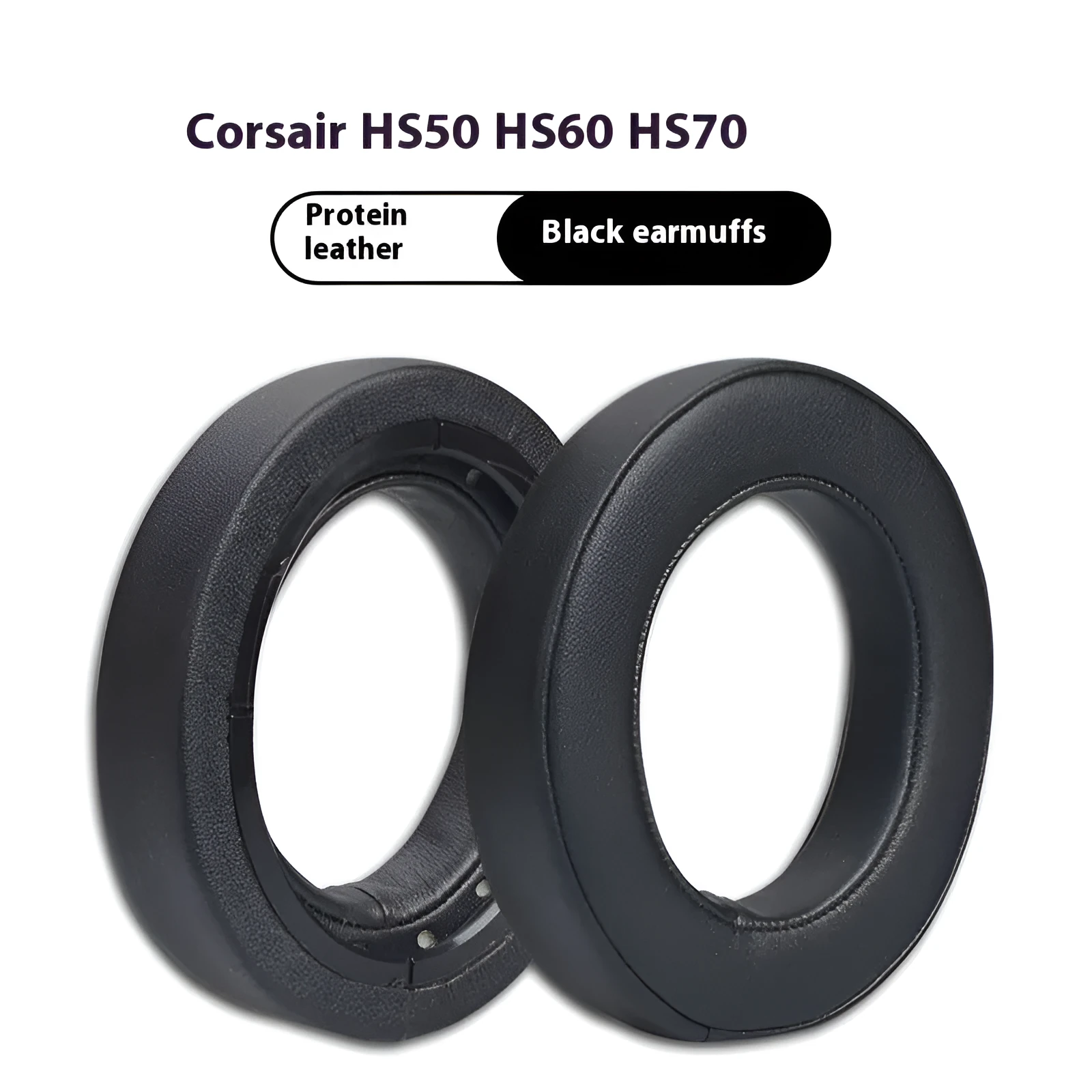 Black imitation leather ear pad cushion for Corsair HS70 HS60 HS50 PRO headset – 105x88x25mm