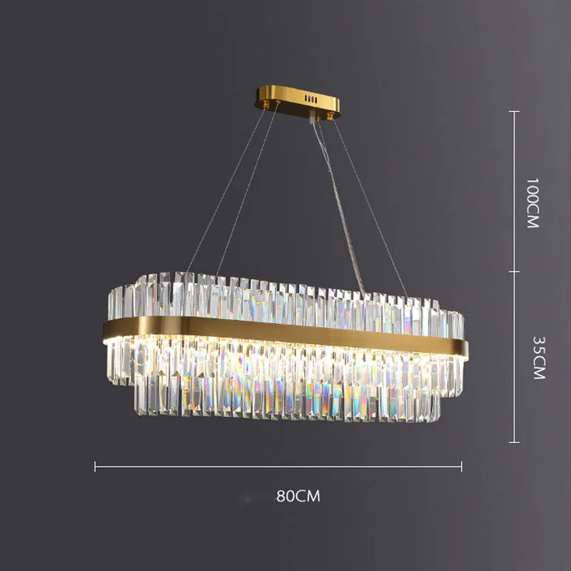 Stainless steel crystal chandelier with adjustable height for atmospheric restaurant and bedroom lighting