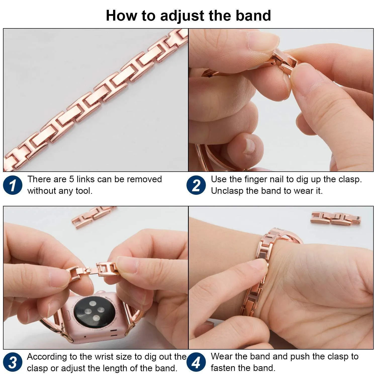 Herringbone diamond pattern Apple Watch band with zinc alloy construction in silver colour