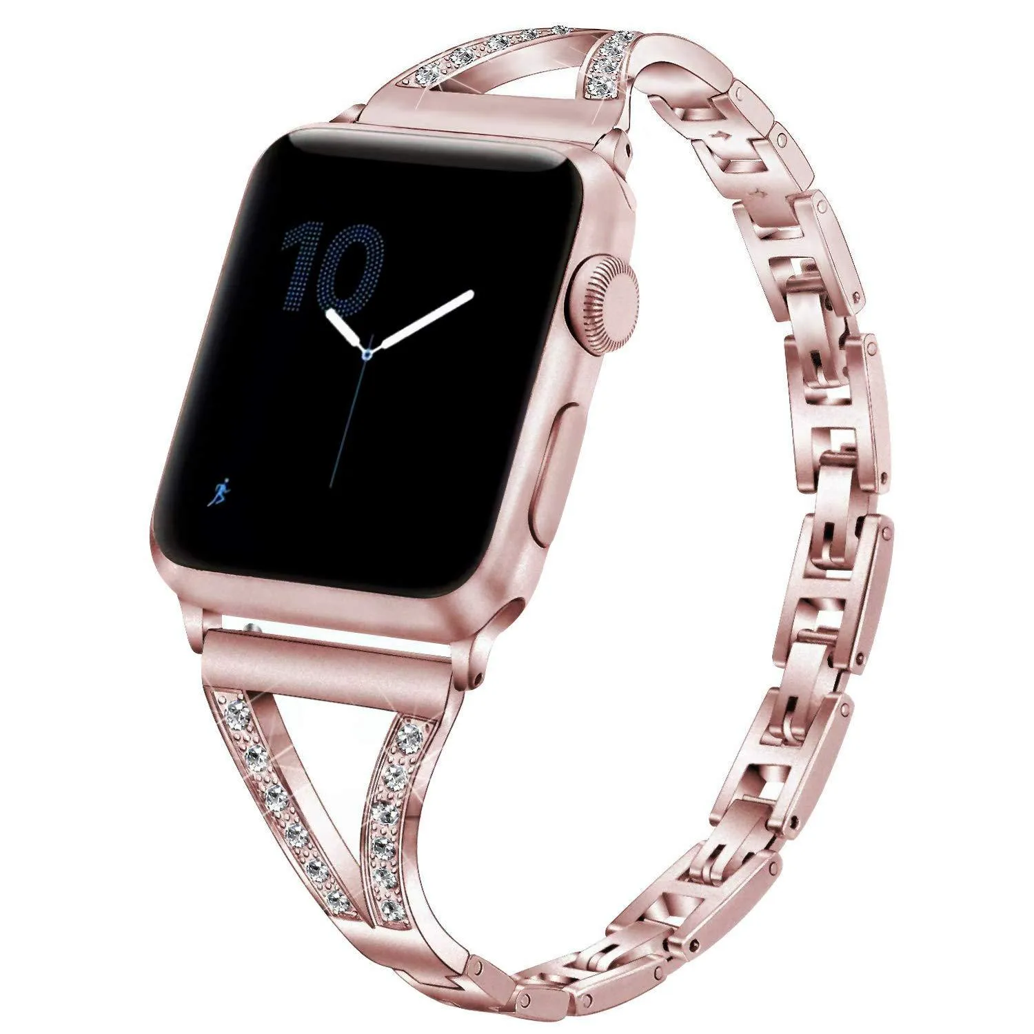 Herringbone diamond pattern Apple Watch band with zinc alloy construction in silver colour