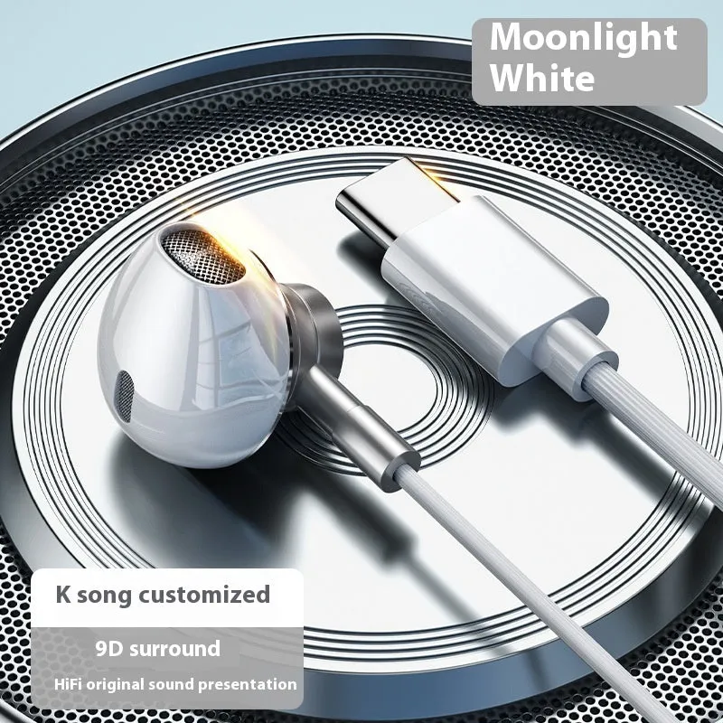 Wired in-ear Type-C headset in Bright Moon White for mobile phone and tablet use