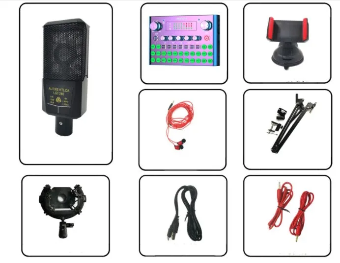 F007plus wireless sound card for mobile phone and computer live broadcasting with condenser microphone