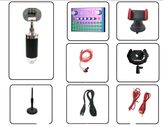 F007plus wireless sound card for mobile phone and computer live broadcasting with condenser microphone