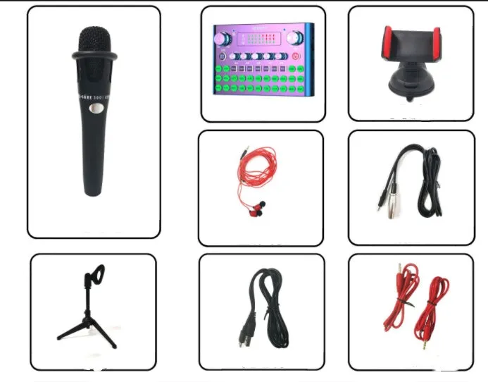 F007plus wireless sound card for mobile phone and computer live broadcasting with condenser microphone