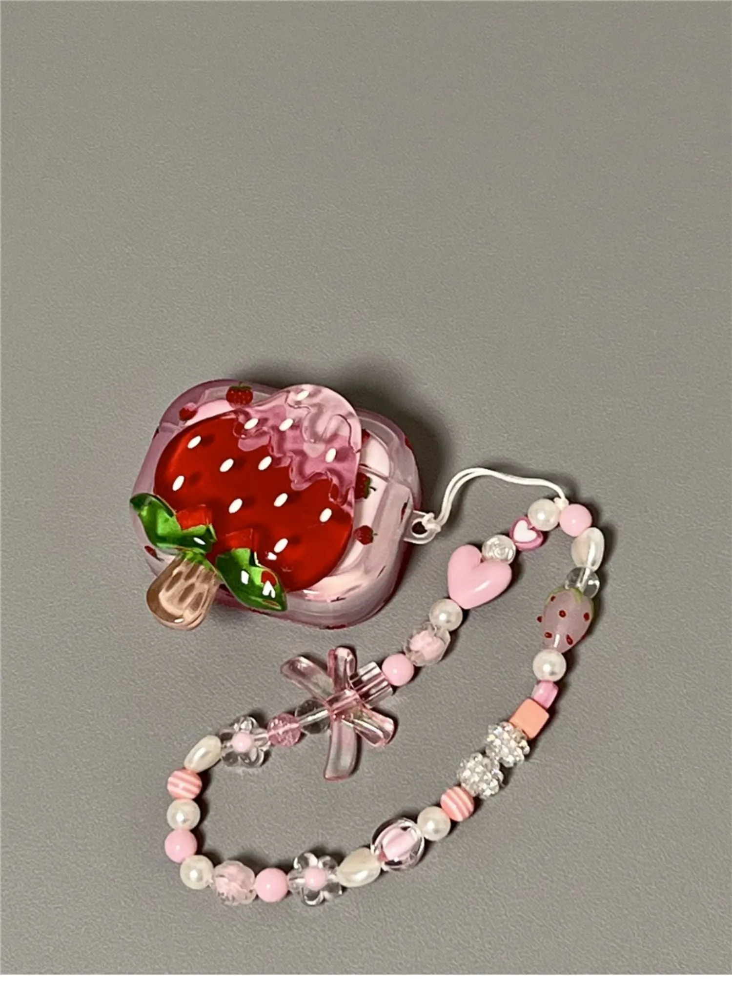 3D strawberry ice cream silicone protective cover for AirPods Pro 2 case with bracelet option