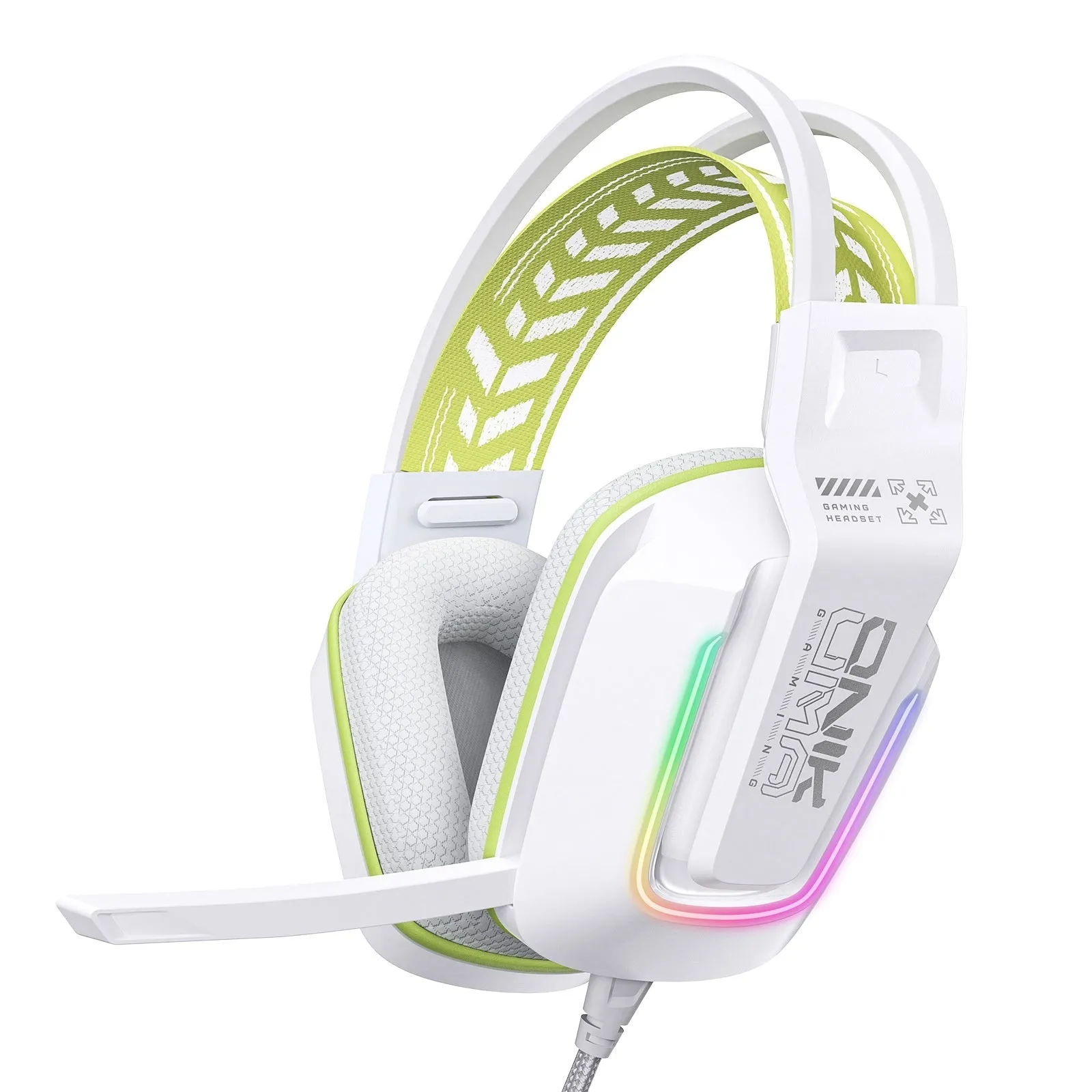 Wired gaming headset with microphone, 50mm speaker, ABS construction, 2.2m braided cable, black colour option