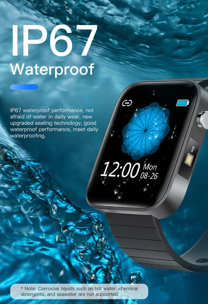 Smart bracelet with black wrist strap and 1.54-inch touch screen showing health data