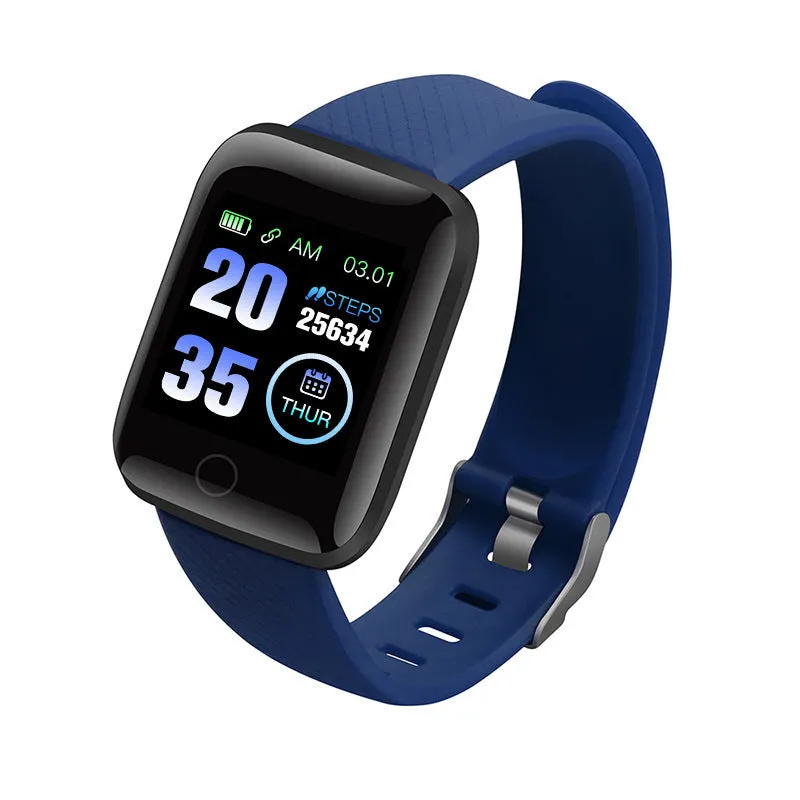 D13 smart bracelet with colour screen showing heart rate data on wrist.