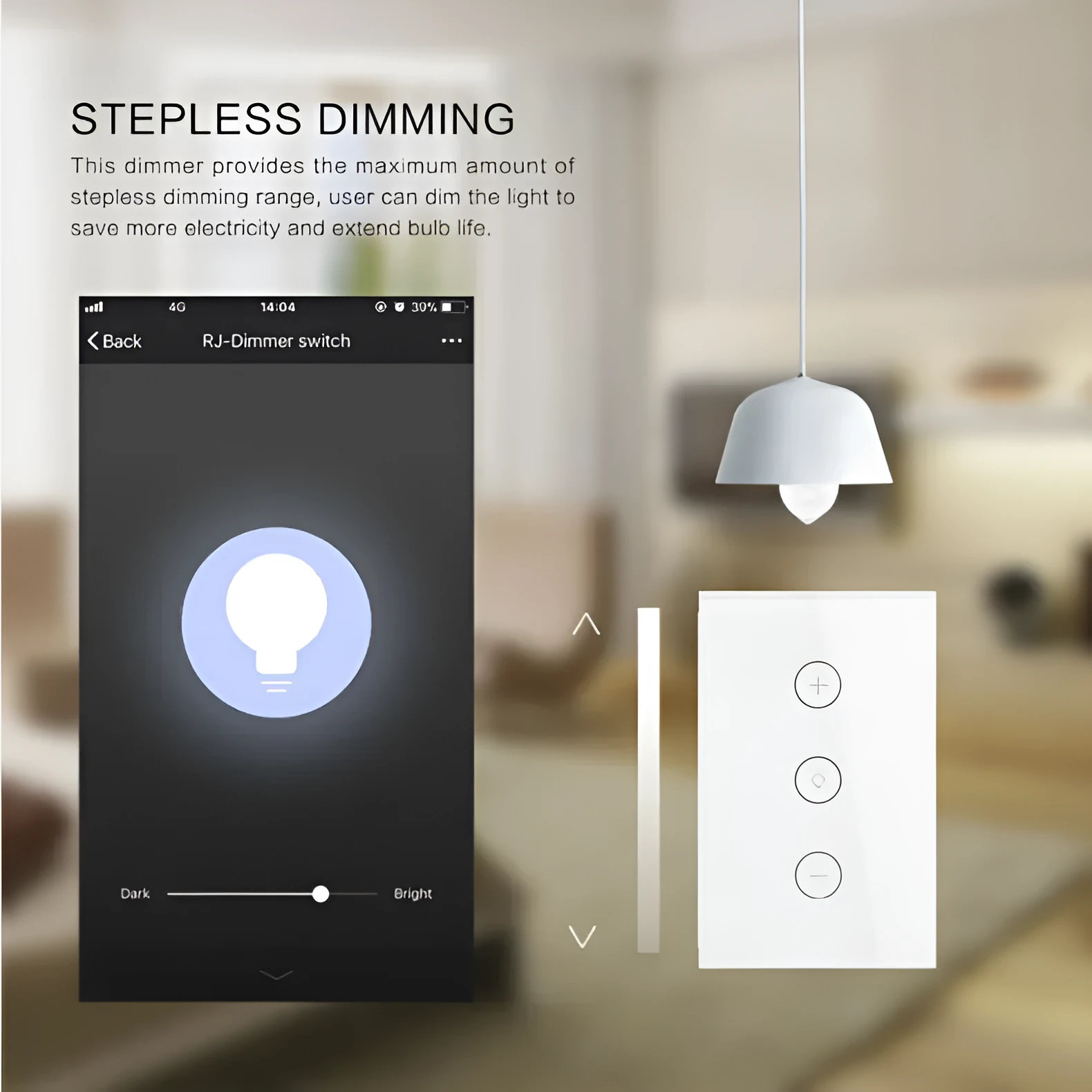 120 type smart dimmer switch with touch glass panel in black or white colour options