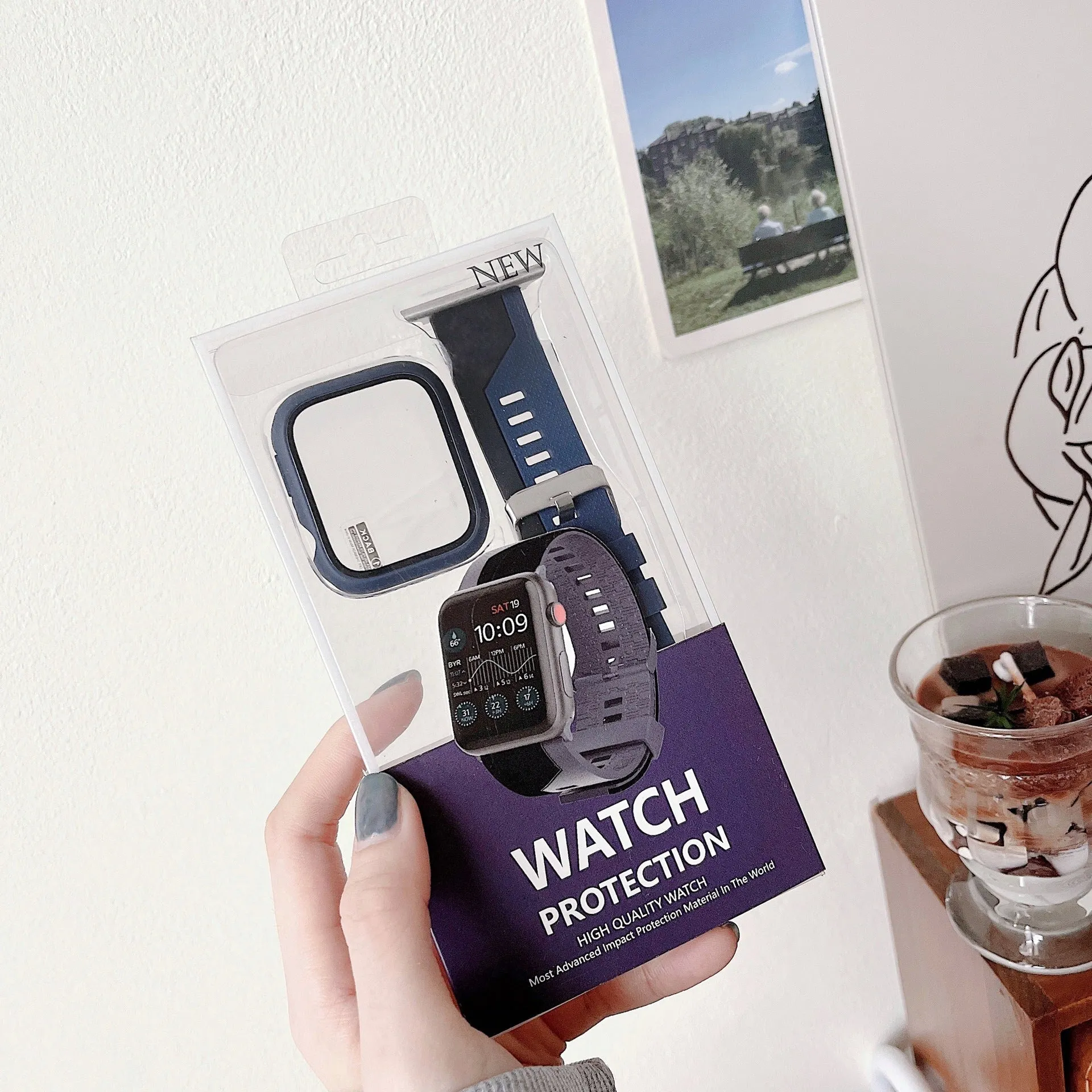 Two-tone silicone bumper protective case for Apple Watch, available in black and white, fits 45mm model