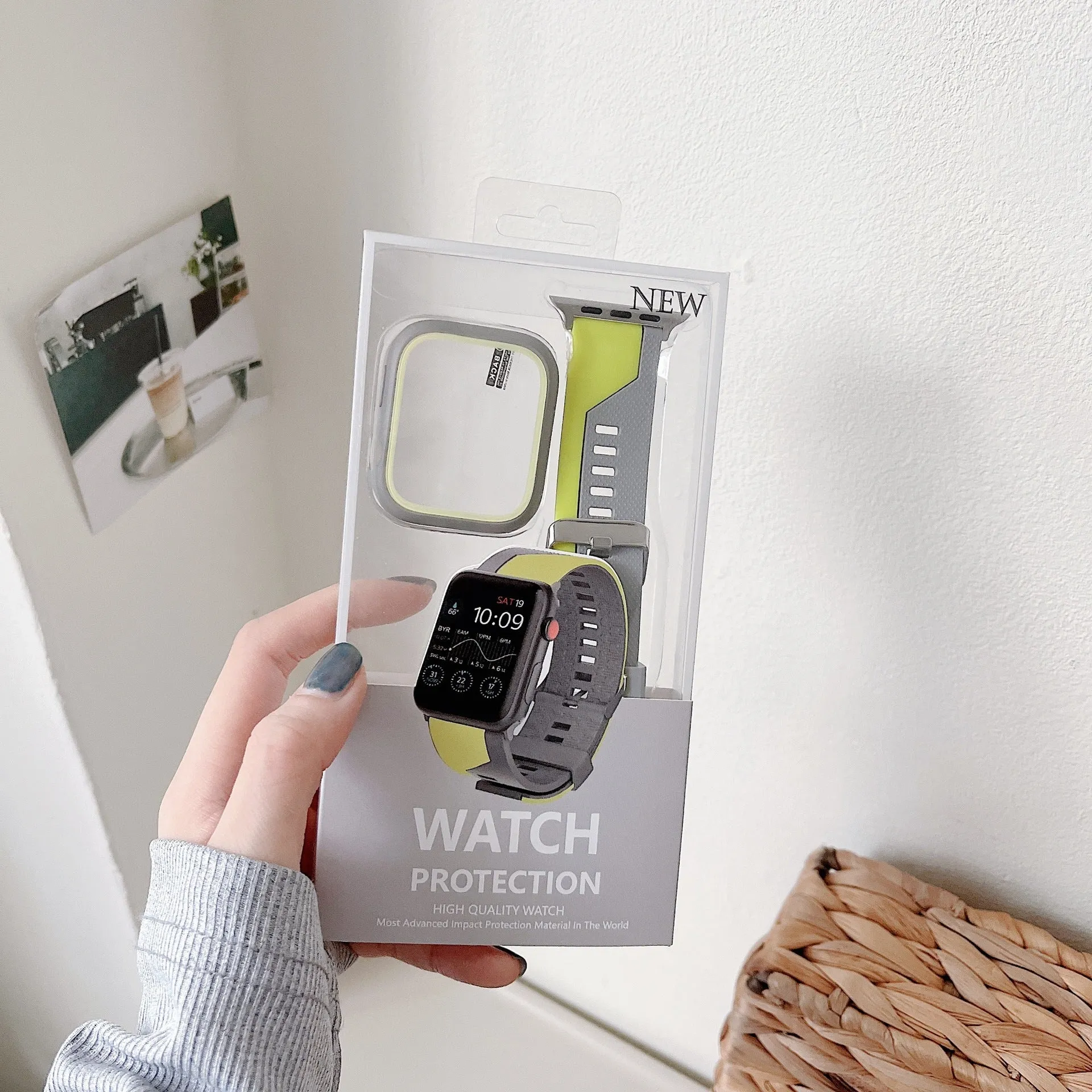 Two-tone silicone bumper protective case for Apple Watch, available in black and white, fits 45mm model