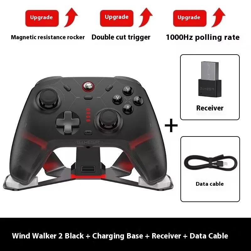Wireless game handle charging base with Bluetooth vibration and NFC for Switch Android iOS PC Steam in Black Suit colour
