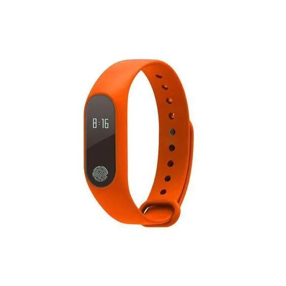 A smart wristband fitness tracker with a heart rate sensor on a wrist, shown in multiple colour options.