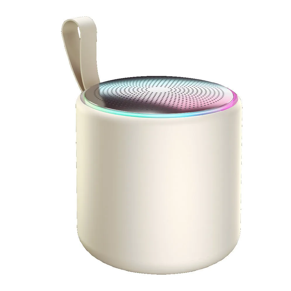Bluetooth audio mini desktop portable speaker in beige with lithium battery and card insertion slot