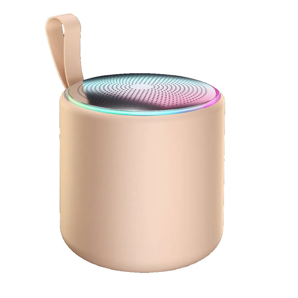 Bluetooth audio mini desktop portable speaker in beige with lithium battery and card insertion slot