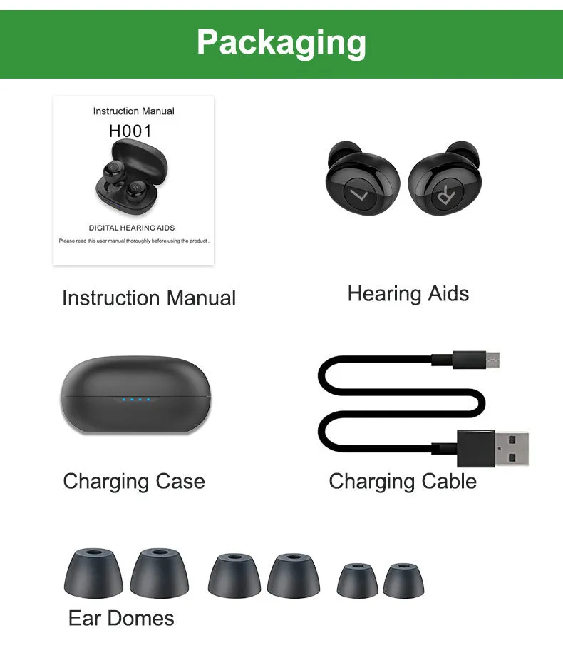 H001 rechargeable Bluetooth digital headset sound amplifier in black for swimming and wading sports made from medical plastic