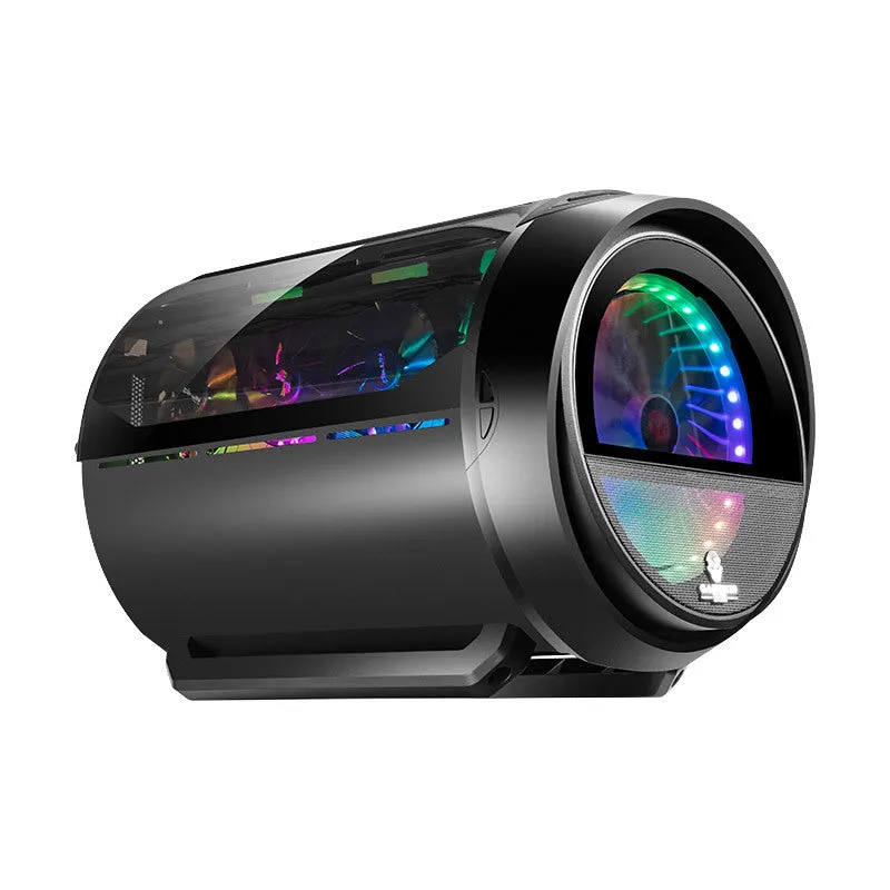 Vertical HTPC computer case with 20cm RGB fan, black colour option