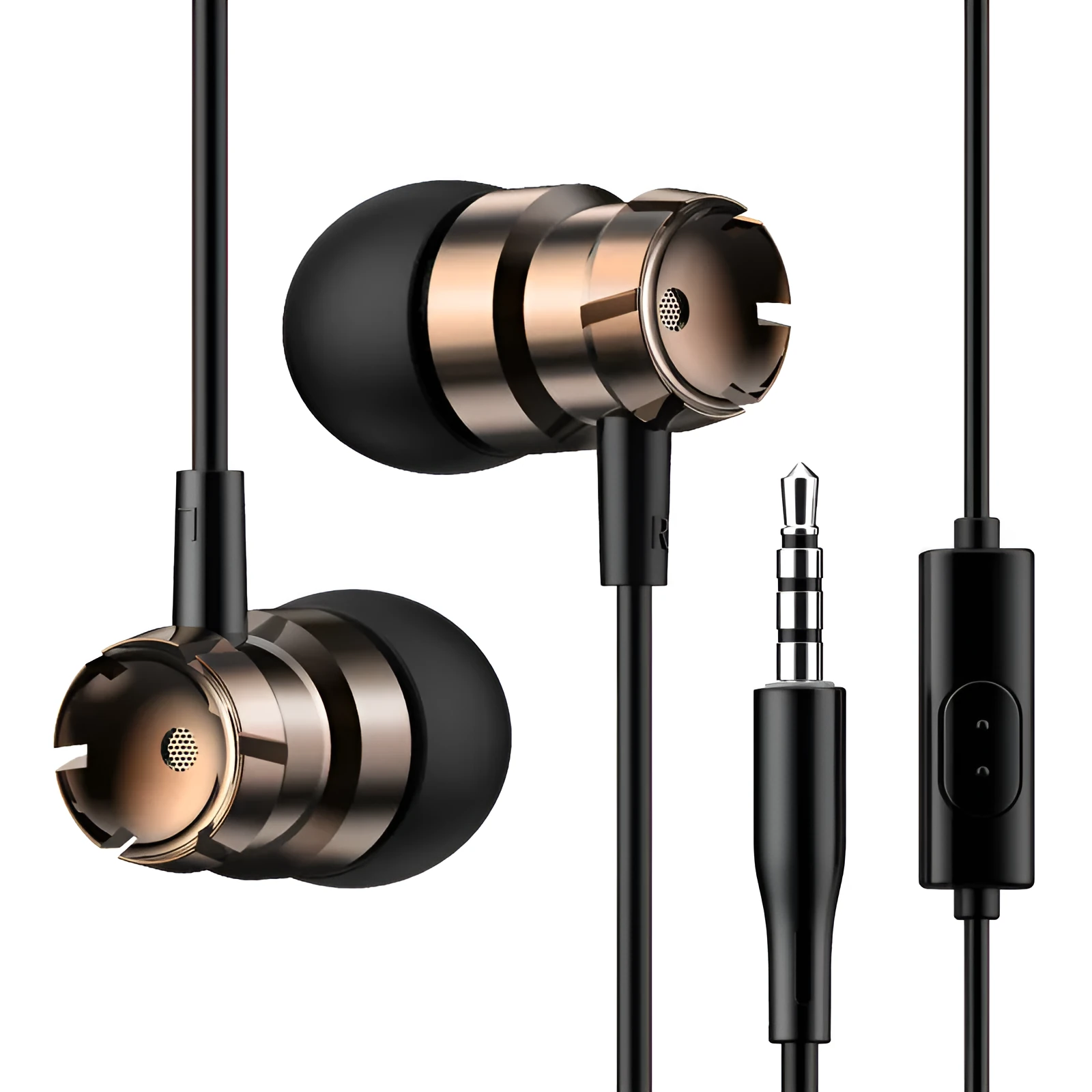 Metal turbo in-ear headphones with 3.5mm plug in black, red, gold, pink or silver colours