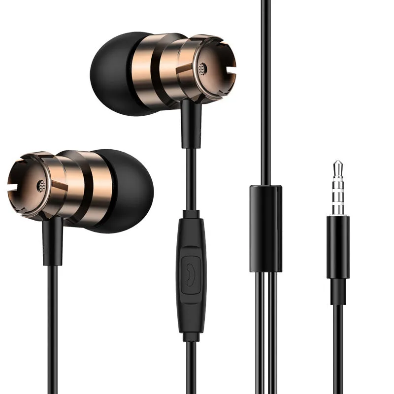 Metal turbo in-ear headphones with 3.5mm plug in black, red, gold, pink or silver colours