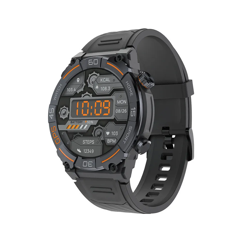 MG02 smart watch in black, khaki, or silver orange on wrist showing TFT touch screen display.