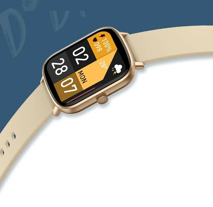 Intelligent pedometer bracelet with 1.7-inch TFT screen and silicone strap, shown in black