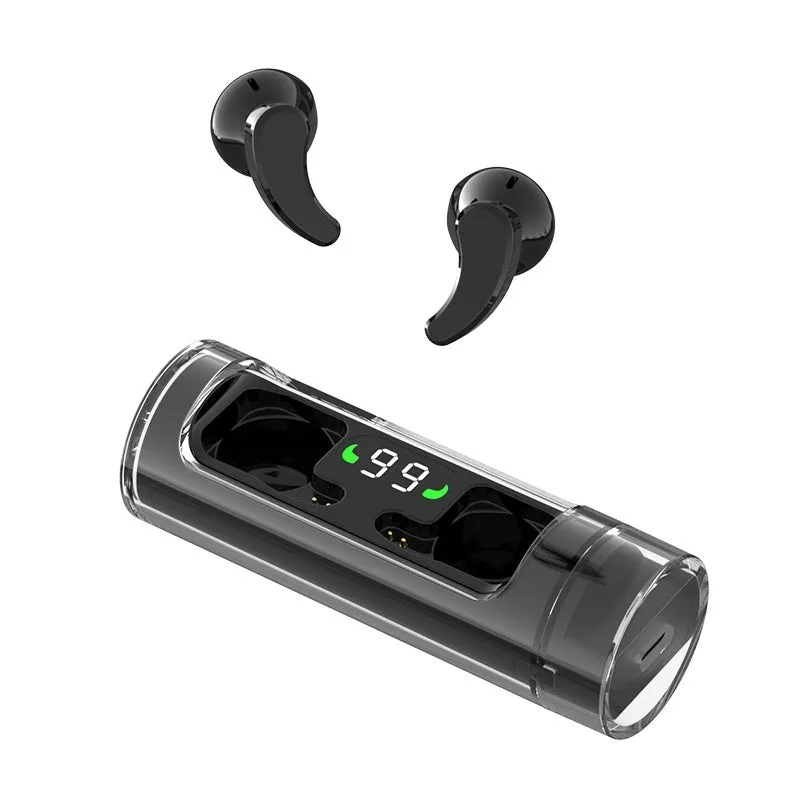 Transparent Bluetooth headset binaural sports earplugs with breathing light and digital display