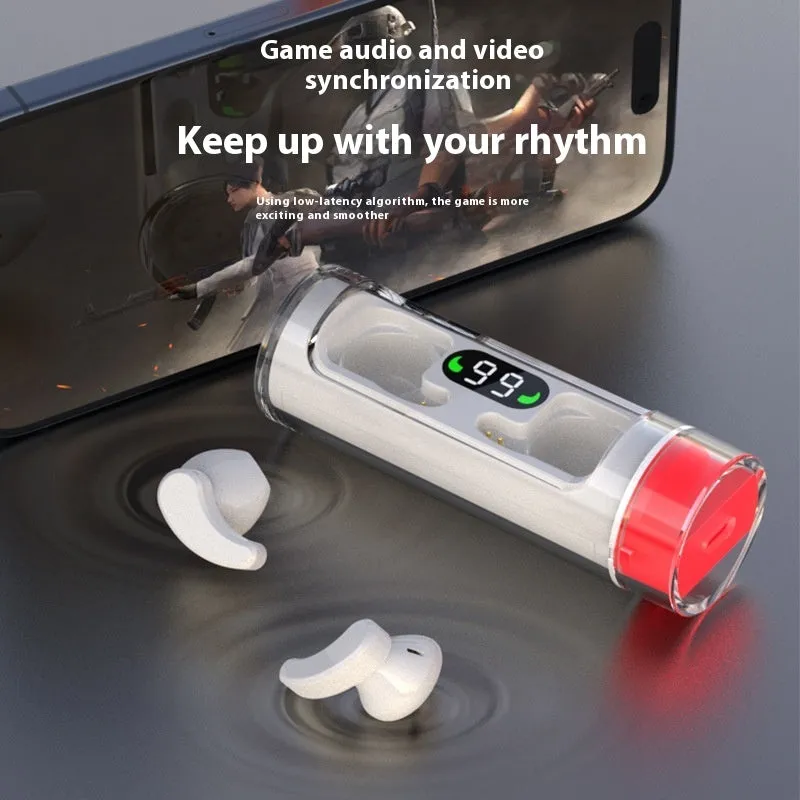 Transparent Bluetooth headset binaural sports earplugs with breathing light and digital display