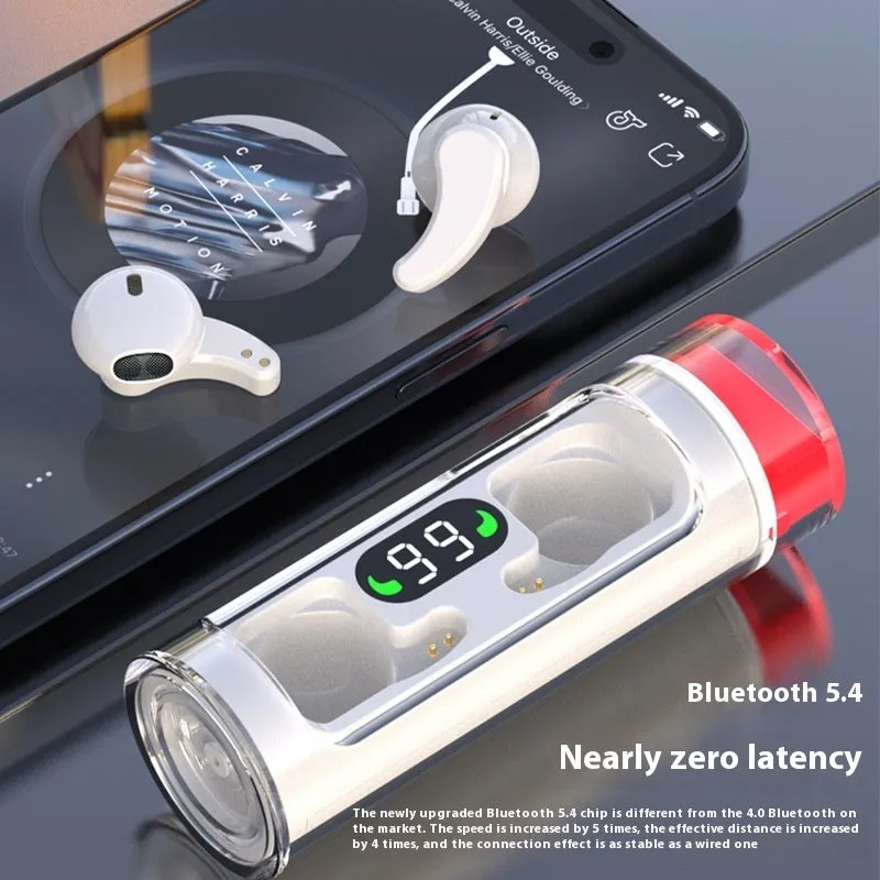 Transparent Bluetooth headset binaural sports earplugs with breathing light and digital display
