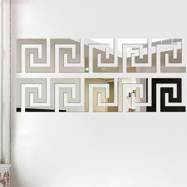 10 acrylic wall mirror stickers 10x10cm self-adhesive with Velcro in assorted colours
