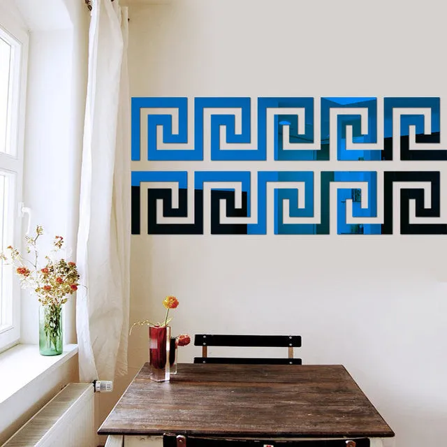 10 acrylic wall mirror stickers 10x10cm self-adhesive with Velcro in assorted colours