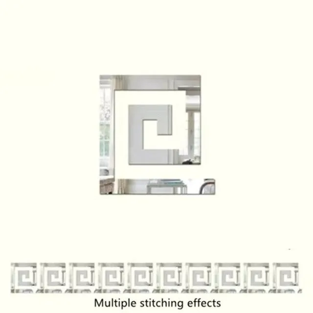 10 acrylic wall mirror stickers 10x10cm self-adhesive with Velcro in assorted colours