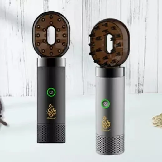 USB rechargeable Middle Eastern comb aromatherapy stove in black, compact 14x5x4cm