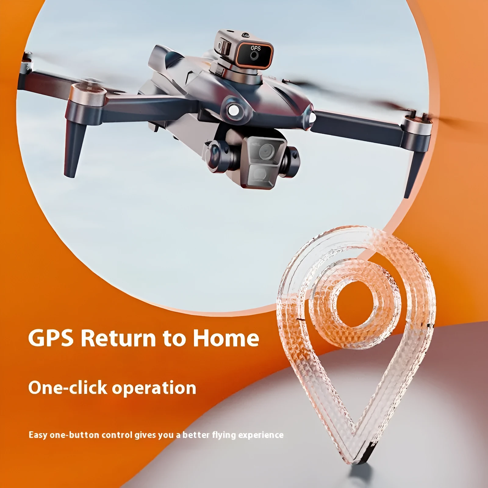 P25 brushless drone in dark blue with dual lenses, remote control, and storage bag on white background
