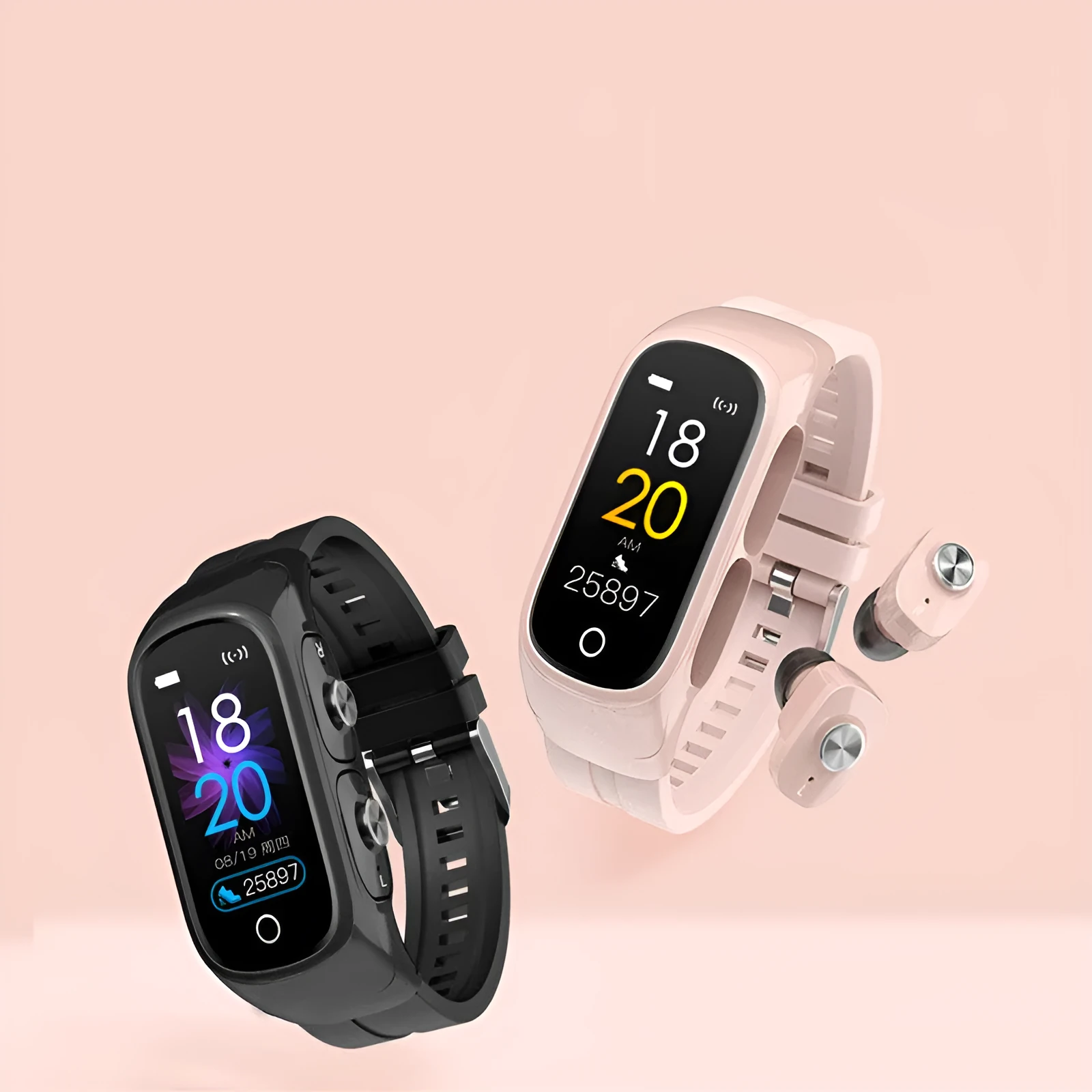 No Chinese N8 smartwatch with Bluetooth headset, touch screen, black TPU strap on wrist for sports use
