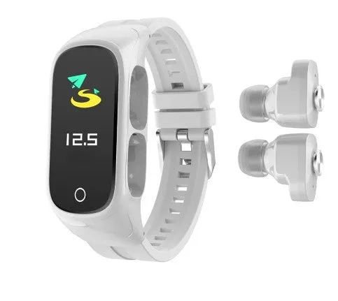 No Chinese N8 smartwatch with Bluetooth headset, touch screen, black TPU strap on wrist for sports use