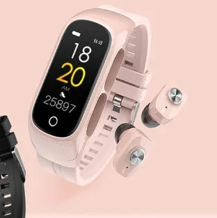 No Chinese N8 smartwatch with Bluetooth headset, touch screen, black TPU strap on wrist for sports use